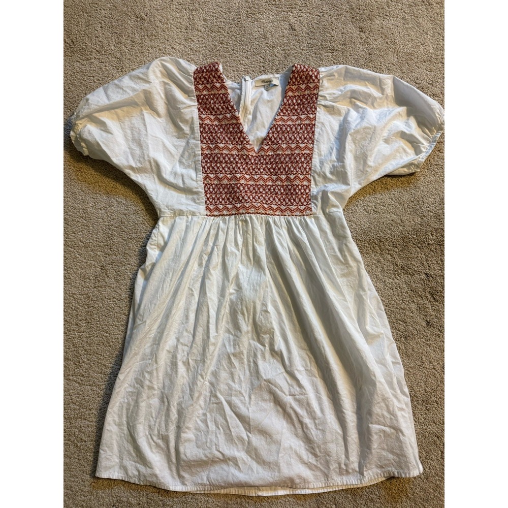 Madewell Embroidered Cotton Poplin Minidress White Size‎ XS